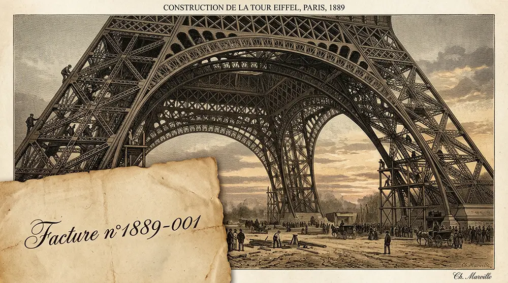 Facture imaginaire de Gustave Eiffel pour la construction de la Tour Eiffel en 1889