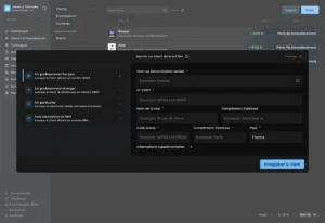 capture d'écran Freebe gestion clients